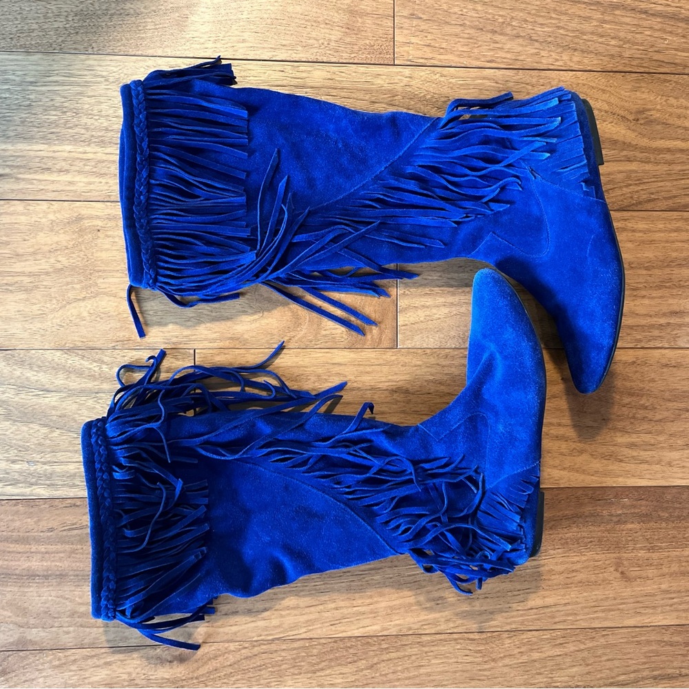 Sam Edelman Fringe Blue Suede Women's Boots